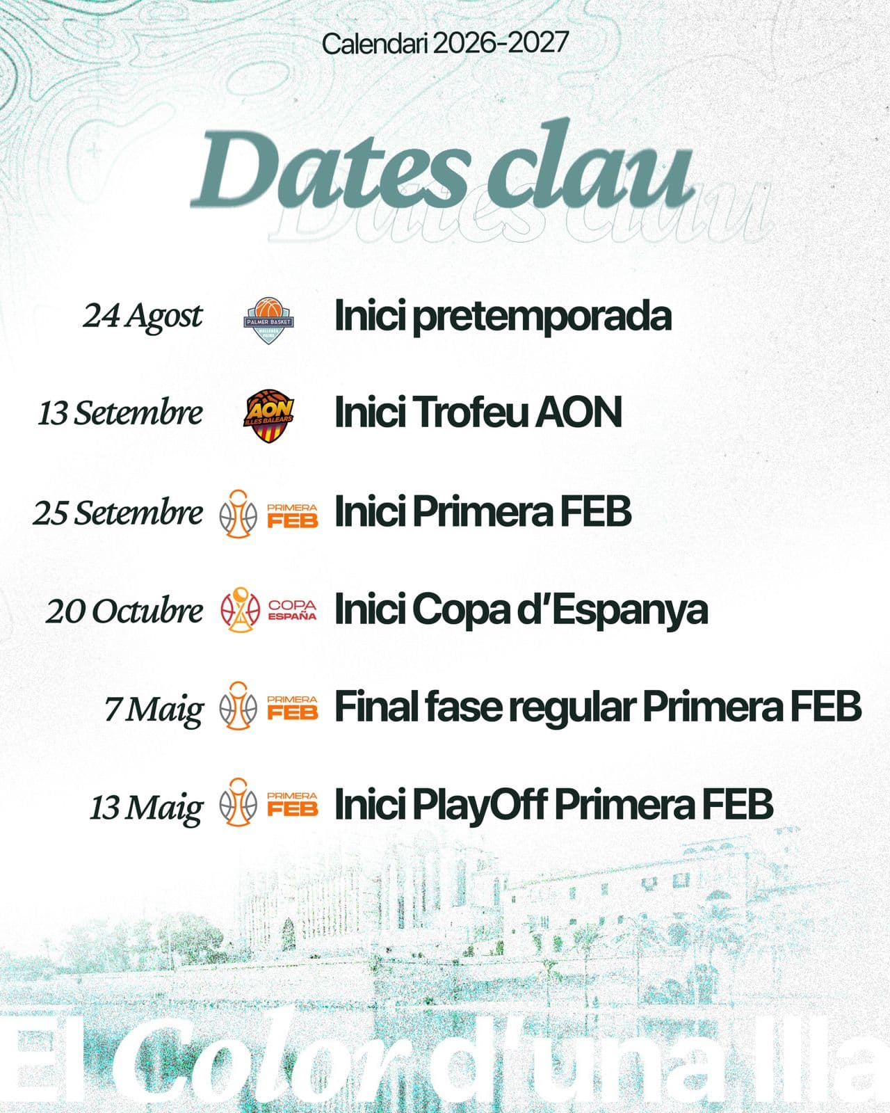 Las fechas clave para el Palmer Basket 2026/27