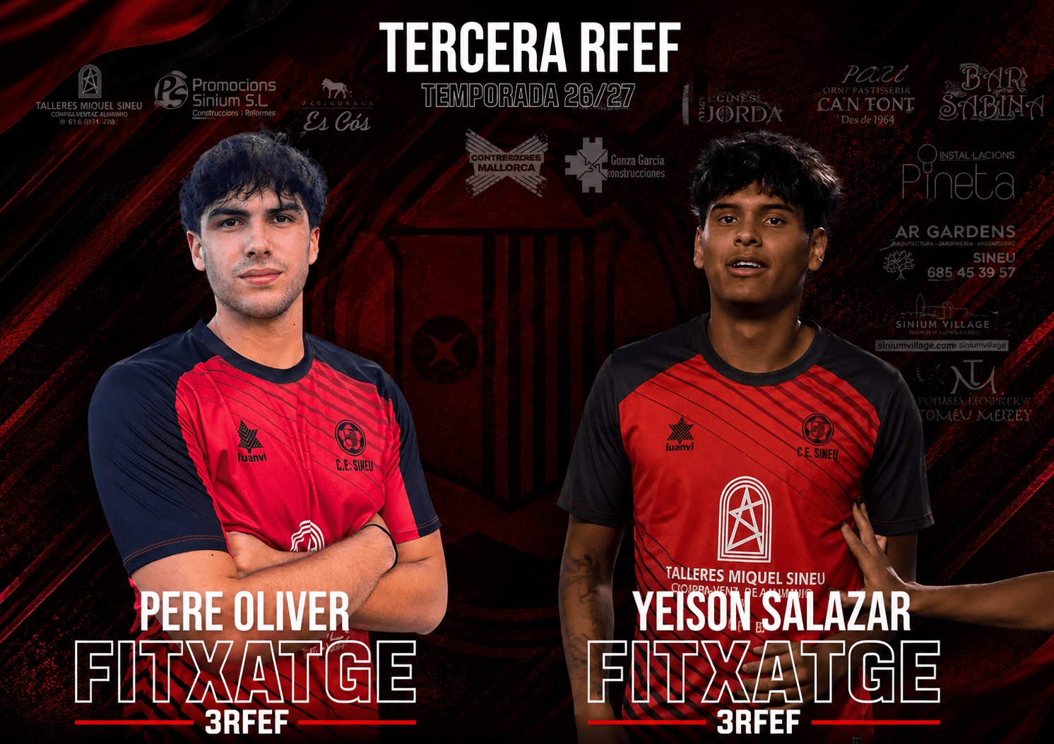 El Sineu pesca en el Constància: Salazar y Pere Oliver dejan Inca se unen al equipo recién ascendido a Tercera Federación